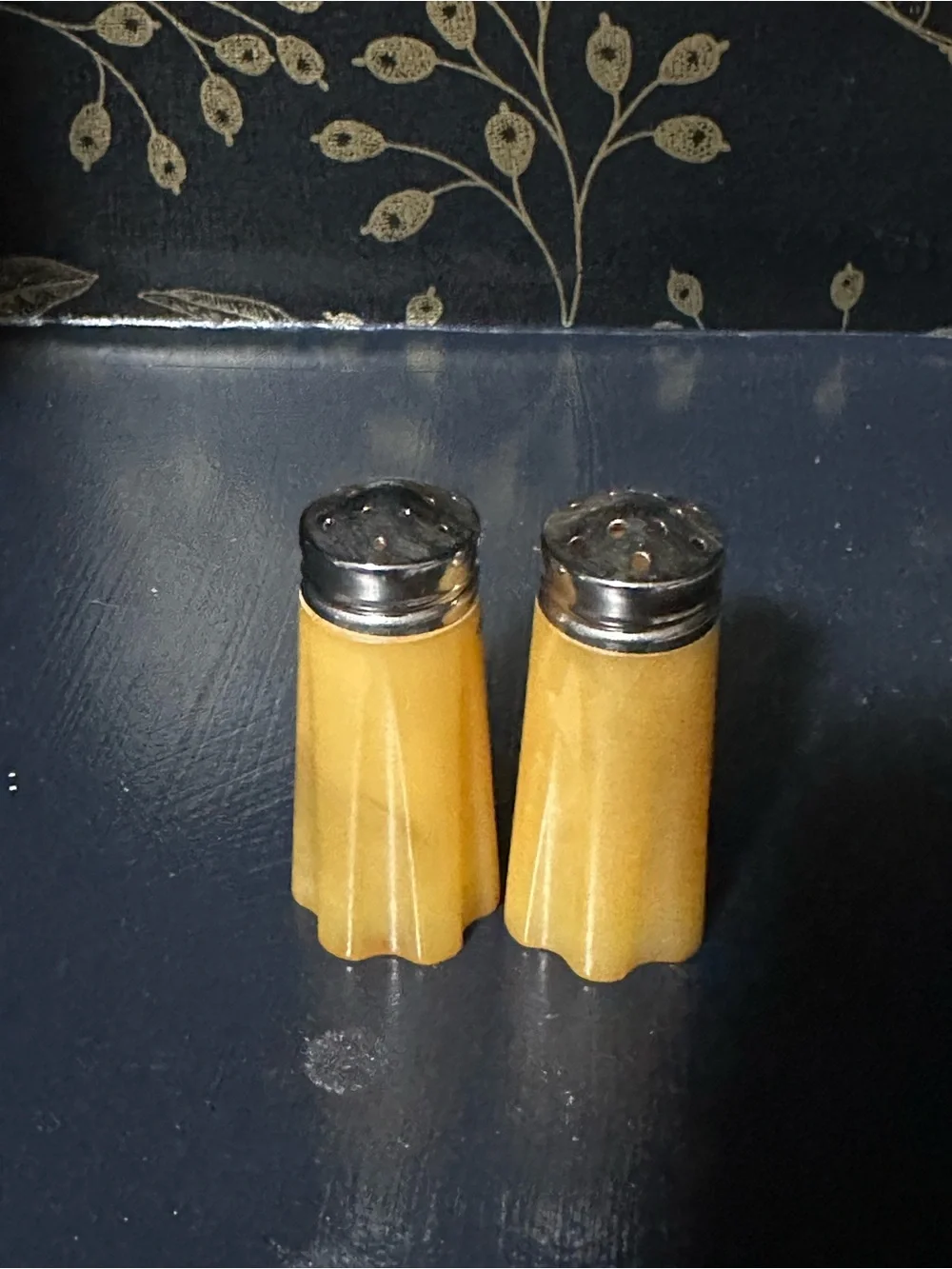 Vintage Yellow Bakelite Salt & Pepper Shakers - Pair